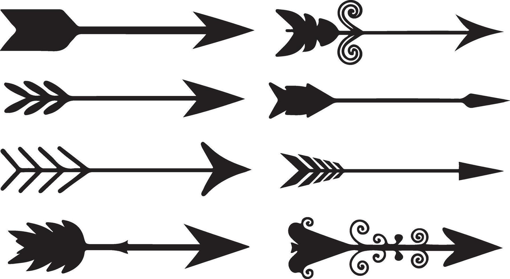 Set of arrows Vintage with feathers isolated on white background vector