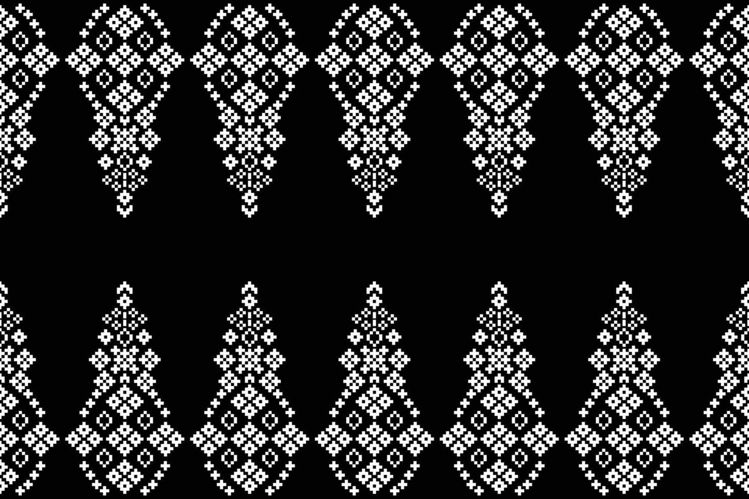 fabric pixel art with black background color ethnic pattern motif wallpaper. vector