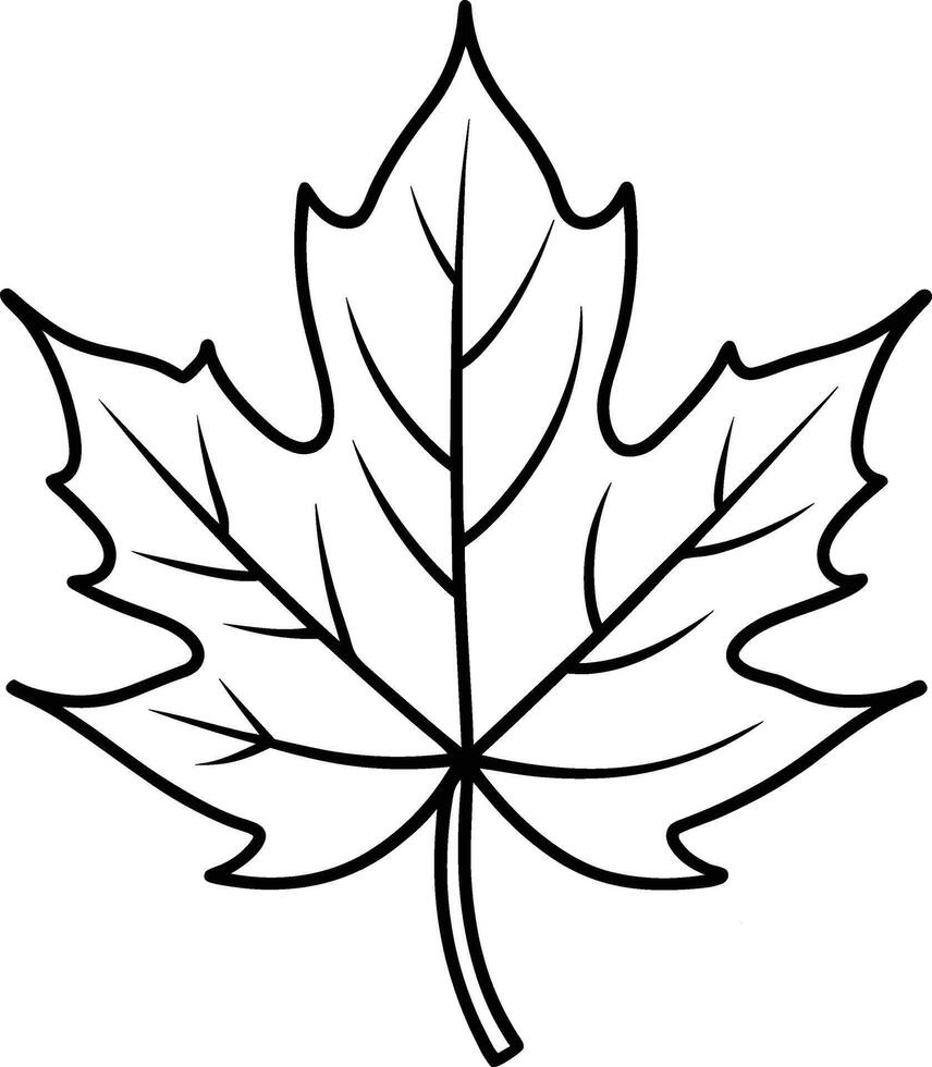 Minimalist Maple Leaf Line Art - Black Illustration vector
