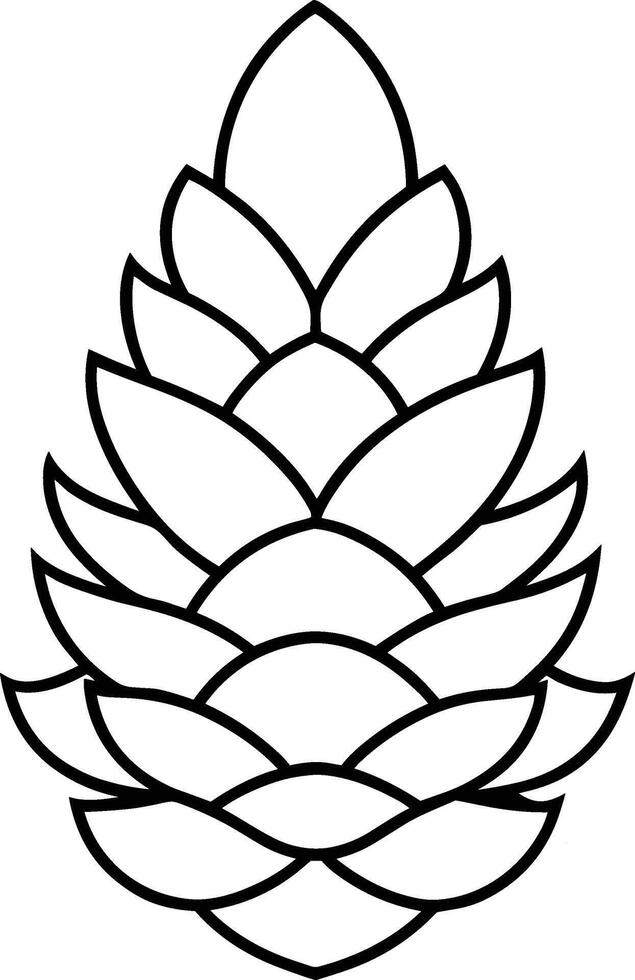 Pine Cone Line Art - Minimalist Black Botanical Illustration vector