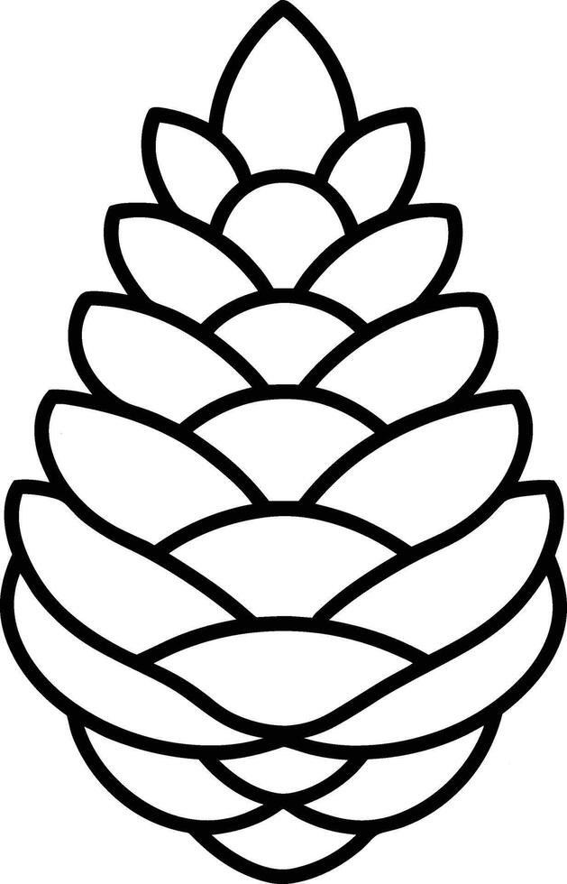 Pine Cone Outline - Simple Black Botanical Illustration vector