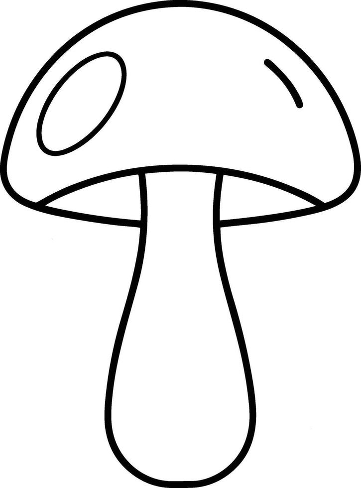 Simple Mushroom Outline - Black Illustration vector
