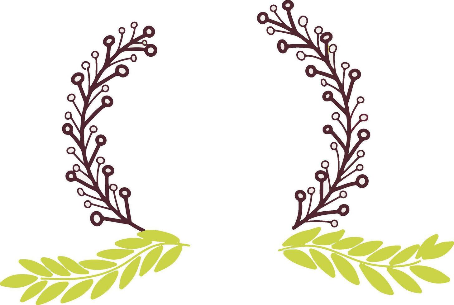 Floral simple circle frame isolated on white with leaves vector