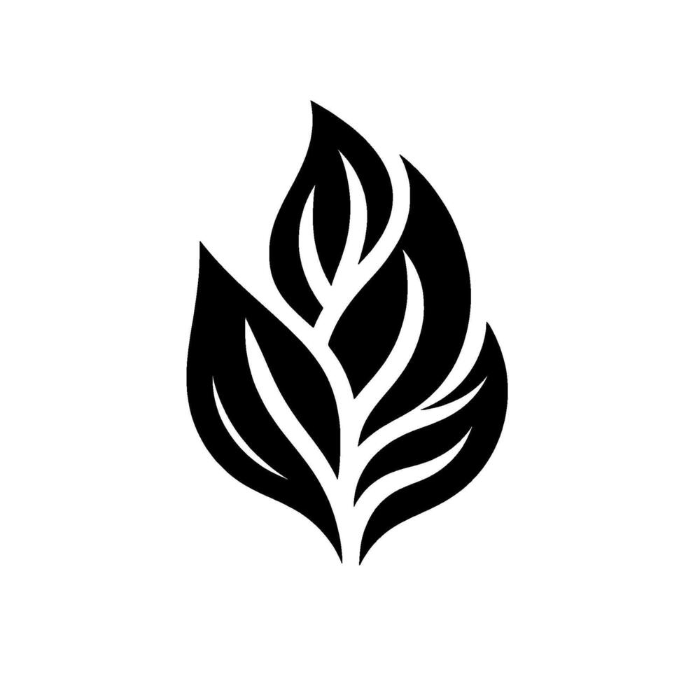 Bold Black Leaf Minimalist of Intertwined Leaves on White Background, Suggesting Growth, Organic Beauty, and Natural Elements. vector