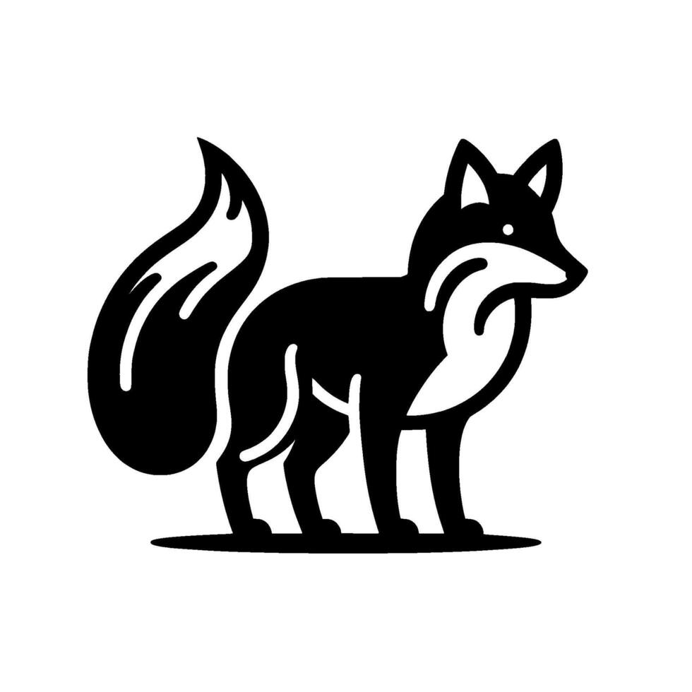 Bold Black and White Fox Illustration Minimalist Featuring a Stylized Animal Silhouette, Clean Lines, and a Modern Aesthetic. vector