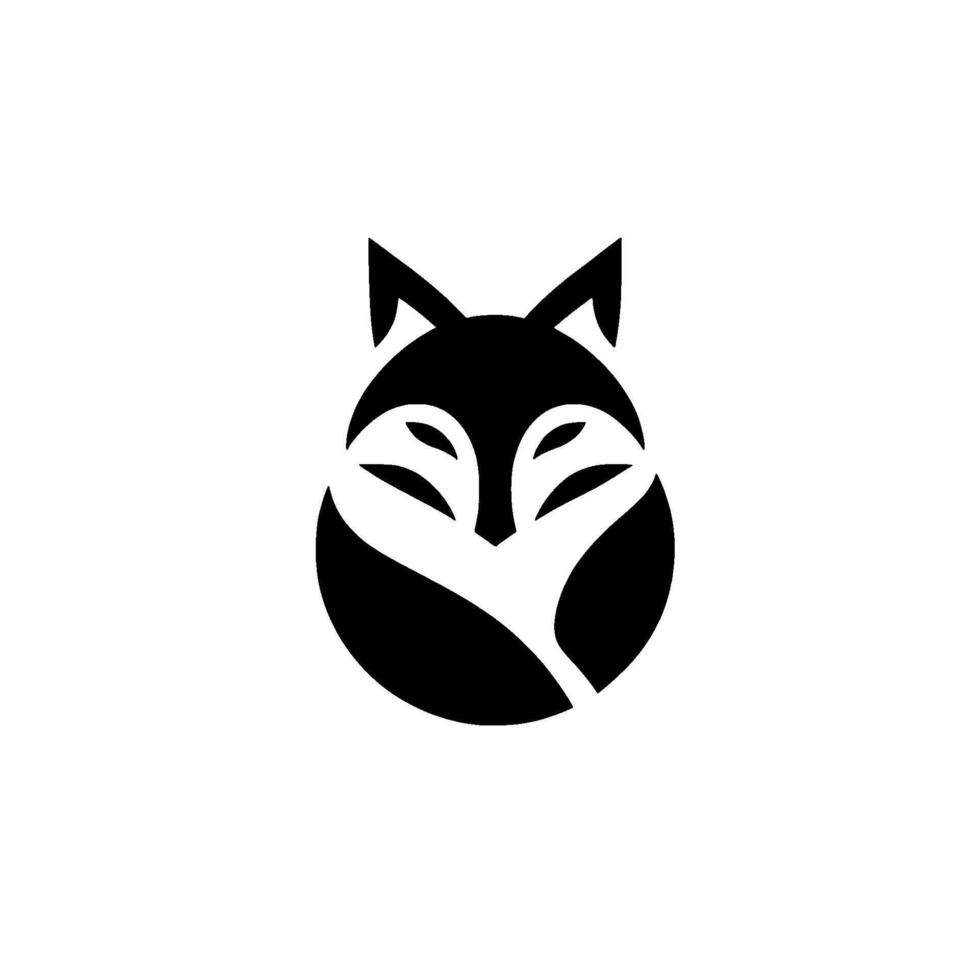 Minimalist Black and White Fox Head on a Gray Gradient Background, Shadowed, Simple and Modern . vector