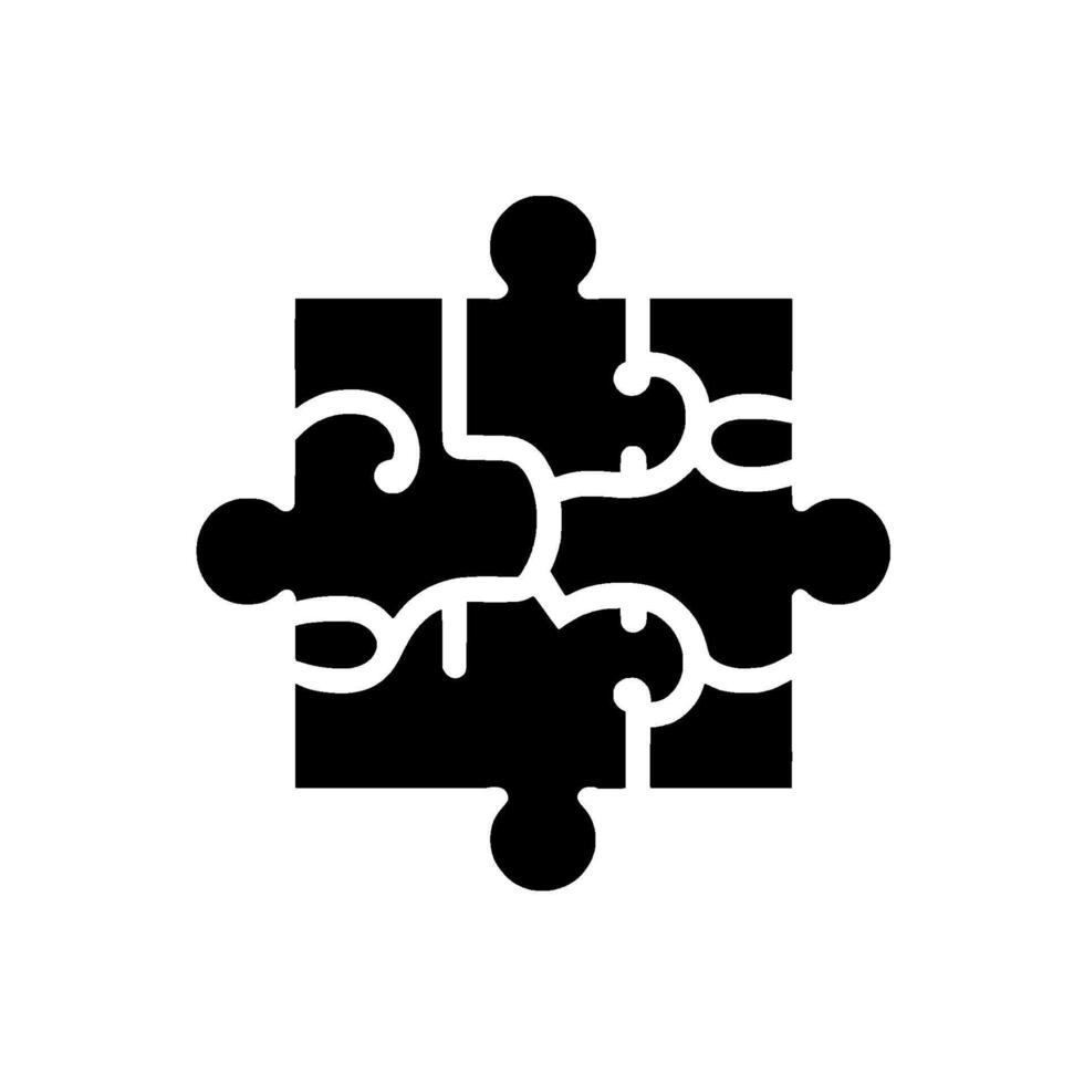 Abstract Black Puzzle on White Background, Illustrating Connection, Solution, and Interdependence. vector