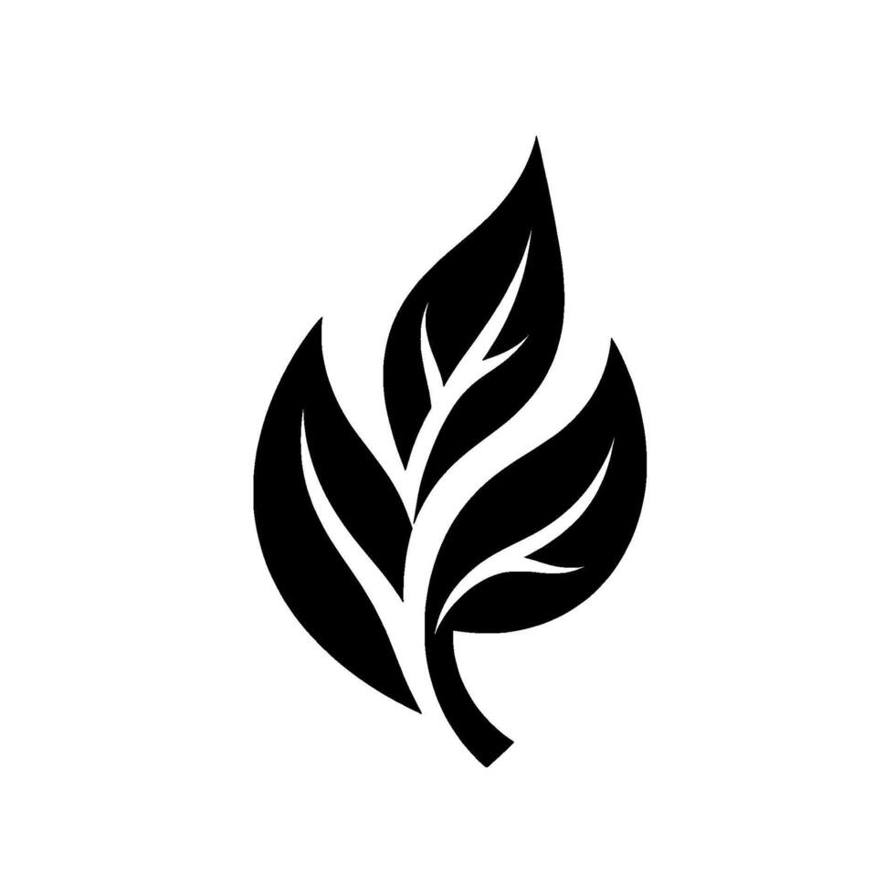 Minimalist black and white of a stylized leaf cluster with veins, representing growth and nature, on a clean white backdrop. vector