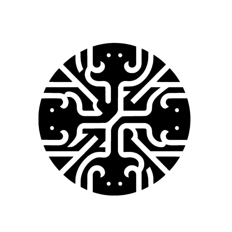 Geometric Black and White Circular Featuring Intricate, Abstract Lines and Curvilinear Patterns, Resembling a Stylized Mandala. vector