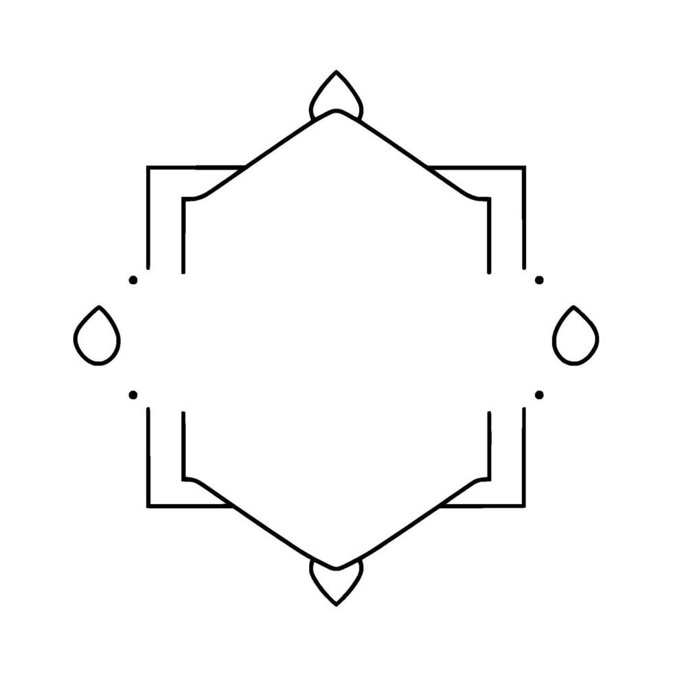 Minimalist Geometric Black Outlined Hexagon and Square Frame with Droplike Embellishments on White Background vector