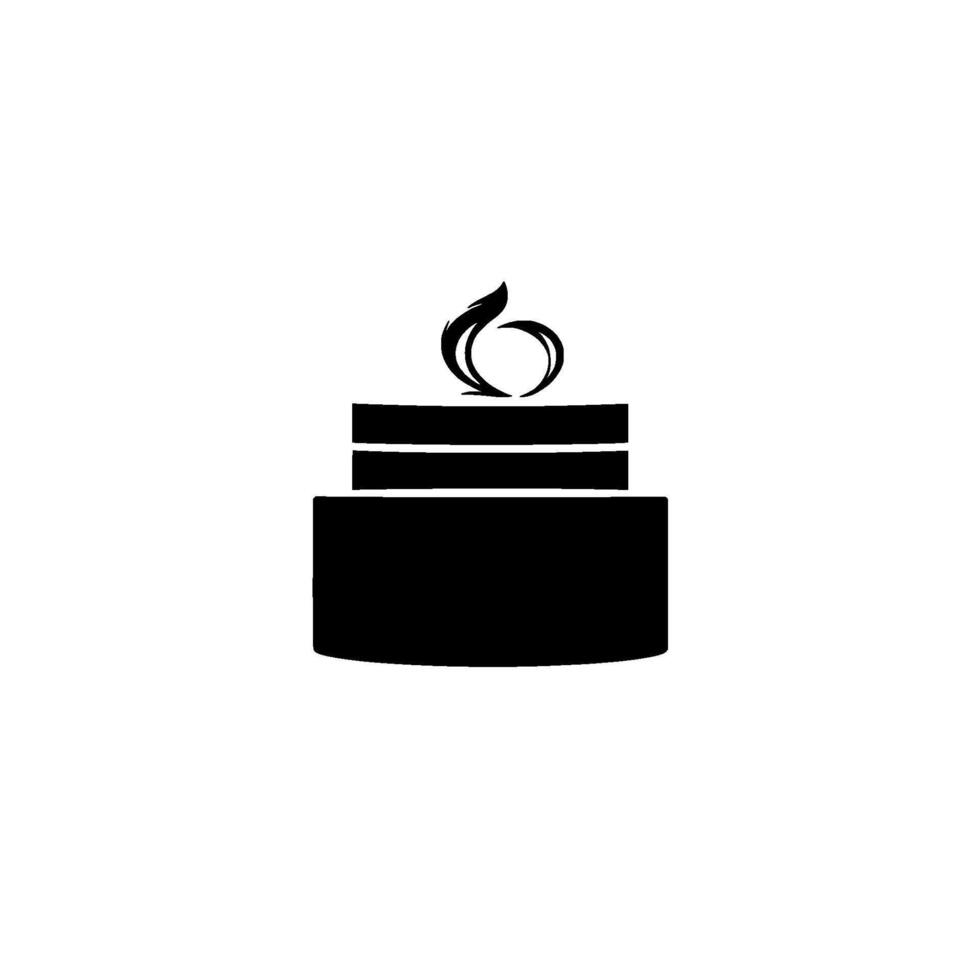 Minimalist Black and White Cake with a Flamelike Decoration on a White Background. vector