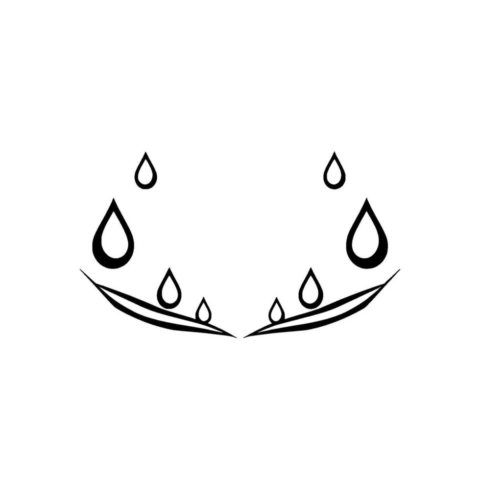Minimalist illustration of rain drops falling towards two curved lines, symbolizing gentle tears, on a clean white backdrop. vector