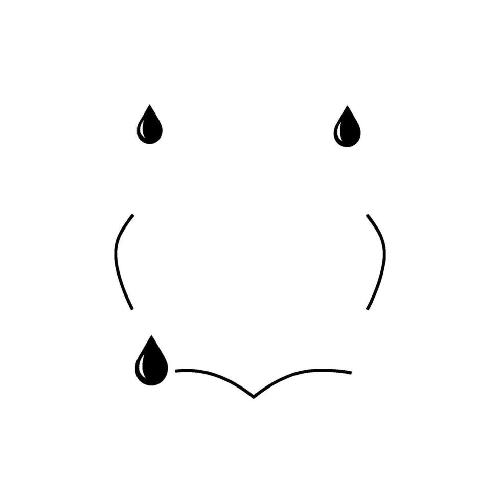 Minimalist abstract face comprised of simple lines and three black teardrop shapes on white background. vector