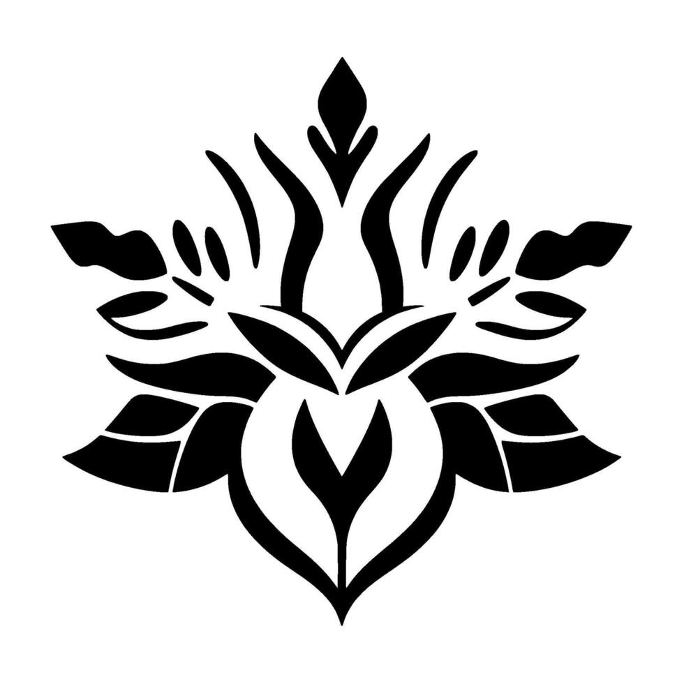 Symmetrical Black Floral on White Background Intricate, Geometric, and Ornamental Illustration vector