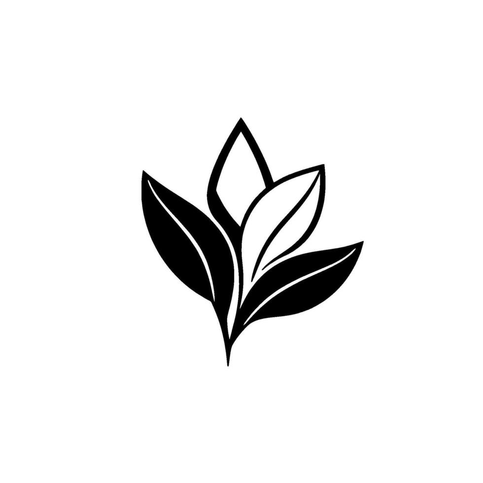 Minimalist Black and White Illustration of a Stylized Leaf Formation, Evoking Natures Essence and Serenity. vector
