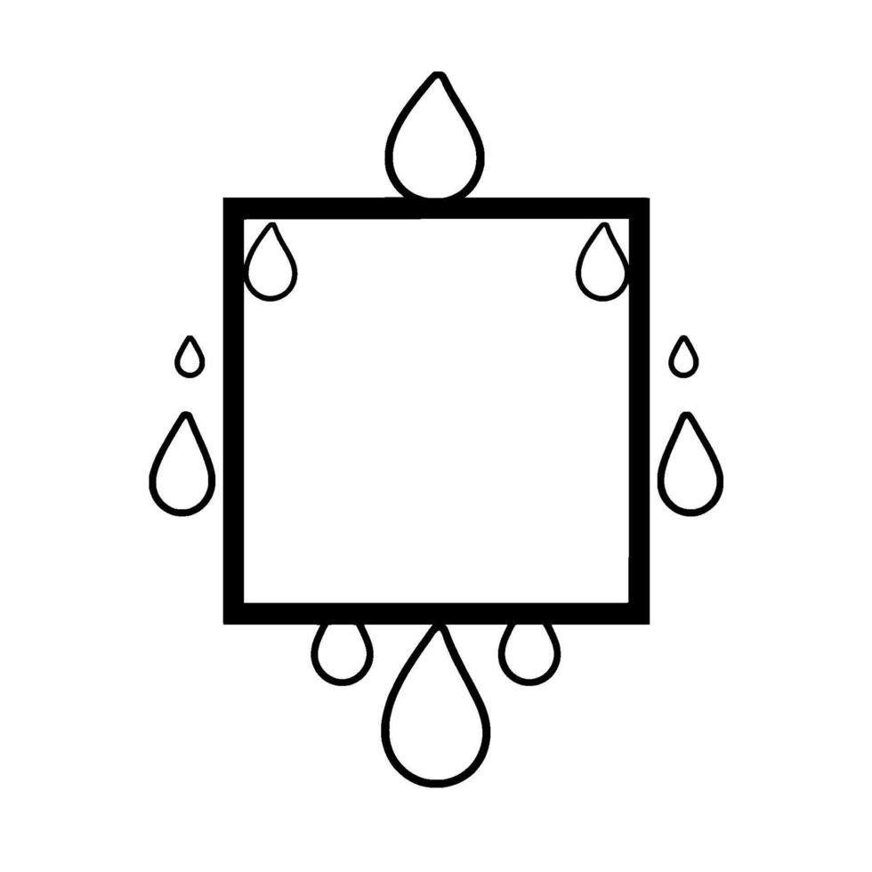 Blackbordered Square with Droplets A minimalist abstract featuring a geometric shape with water droplets around it, suggesting concepts of condensation. vector