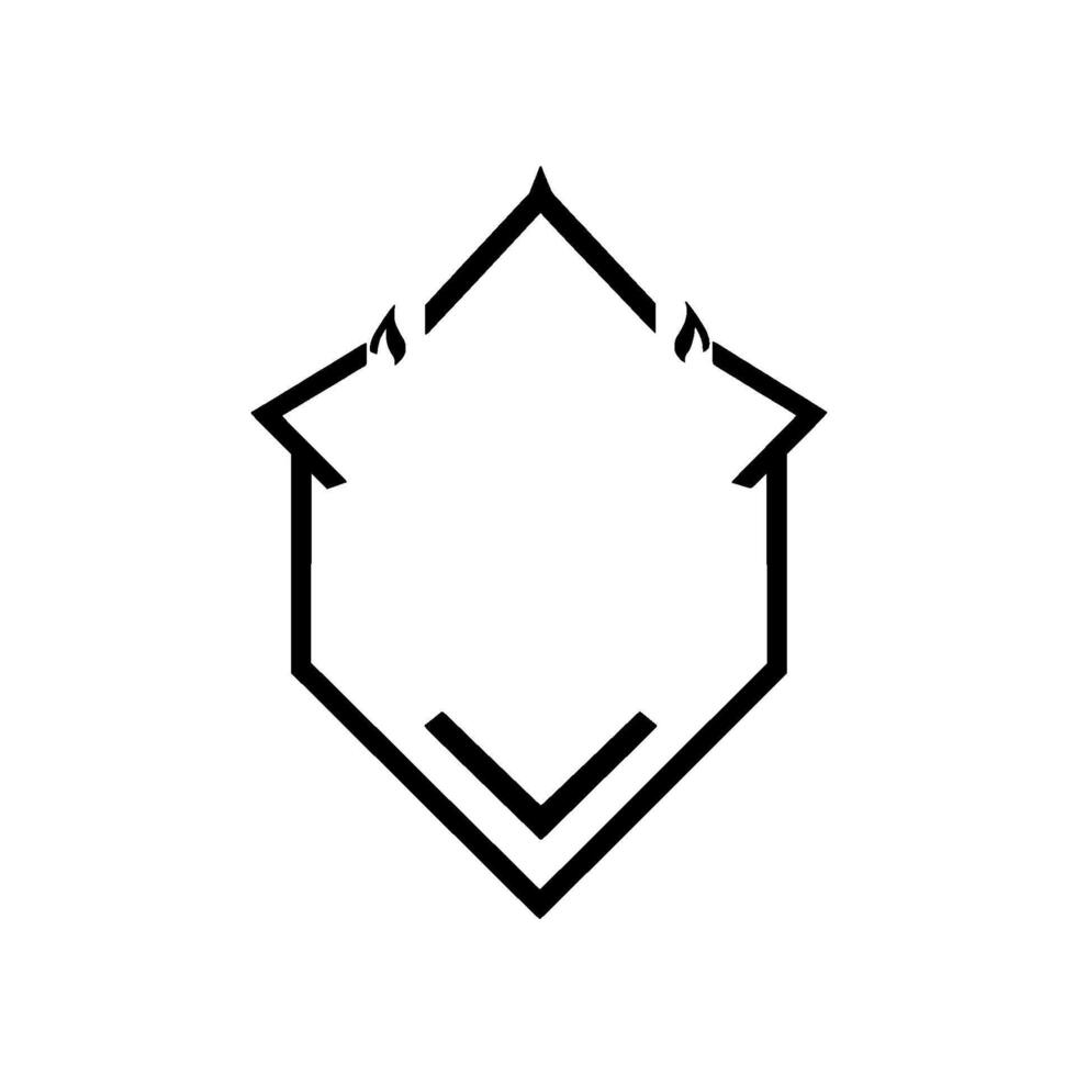Abstract Black Hexagon with FlameLike Accents and Minimalist on White Background. vector