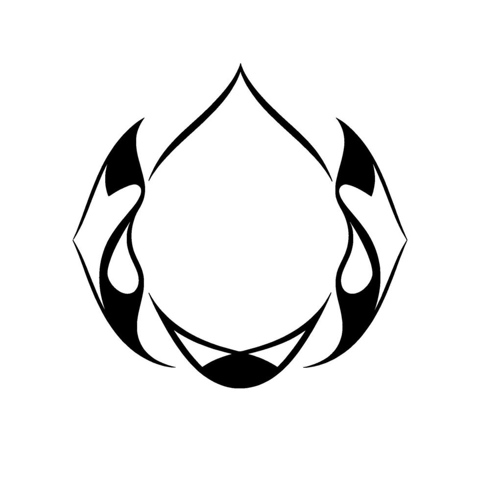 Abstract Black and White Geometric A symmetrical, stylized art piece with a central circular void formed by flowing, curved lines. vector
