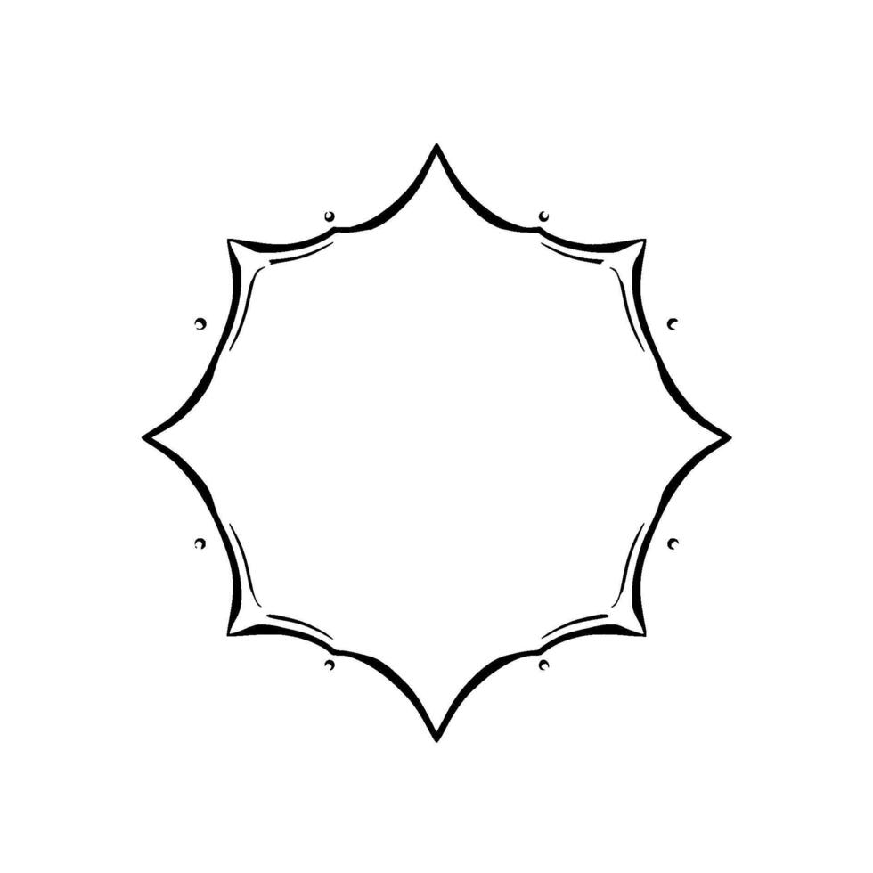 Abstract, symmetrical waterlike, geometric form with glossy edges, and small droplet accents on a bright white background, suggesting delicate fluidity and minimalism. vector