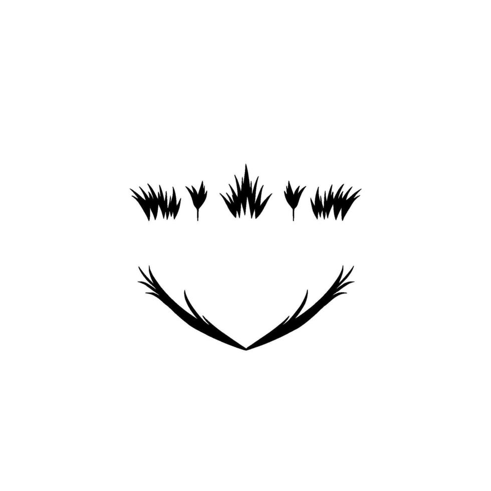 Minimalist Black and White Illustration Depicting Abstract Botanical Forms, Grass and Vegetation, on White Background. vector