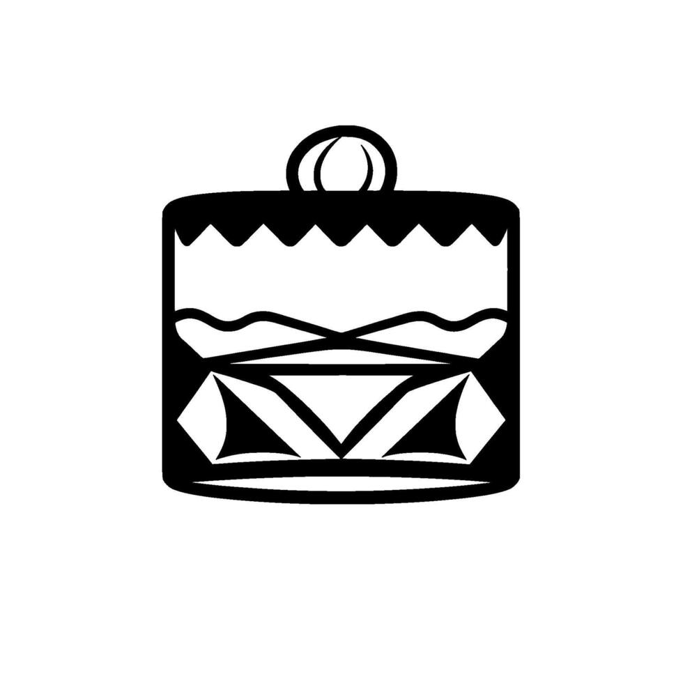 Black and White Geometric Decorated Ornament Featuring Detailed Wave, Triangle, and Sawtooth Elements with a Loop vector