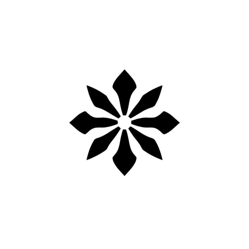 Symmetrical Black Floral on a White Background, Isolated and Simple. vector