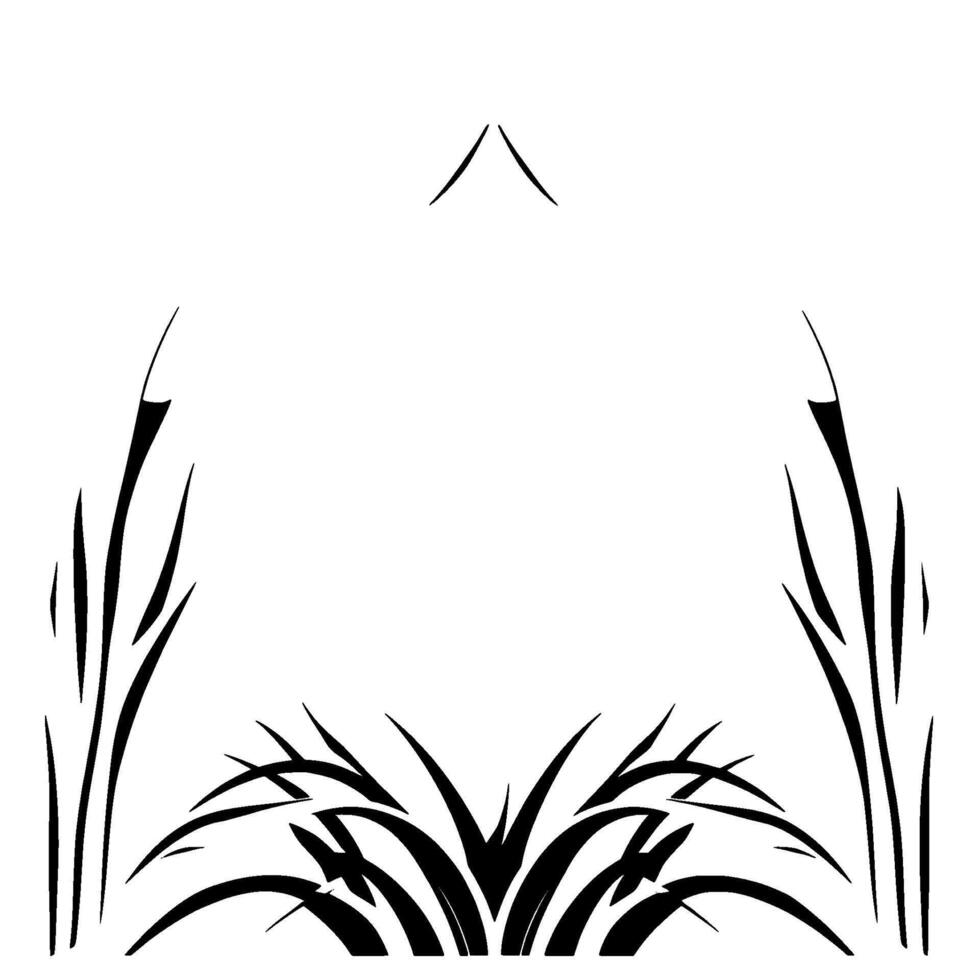 Elegant Black and White Abstract Composition with Graceful Curved Lines Resembling Foliage, Offering a Modern and Minimalist Aesthetic. vector