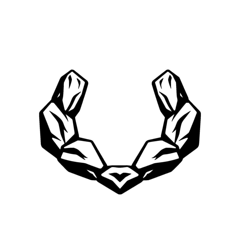 Stylized Bicep Black and white illustration of two flexed arms forming a shape, representing strength and fitness. vector