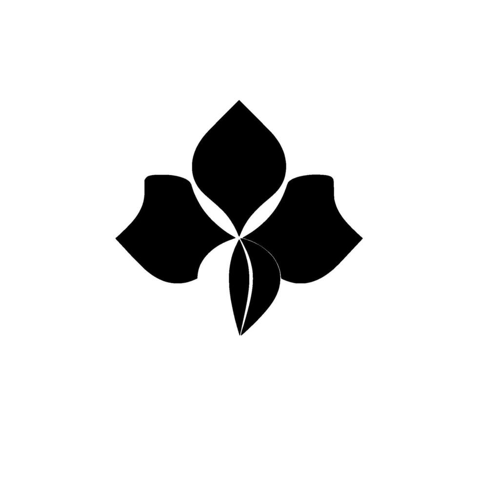 Minimalist Black Floral on White, Symmetric Petal Arrangement, Modern Aesthetic, Simplicity. vector