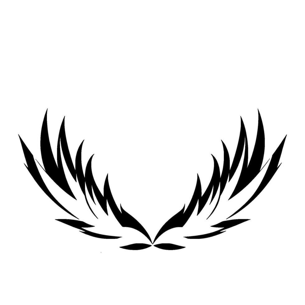 Symmetrical Black Feathered on White A Stylized, Minimalist Illustration Evoking Wings or Floral Form. vector