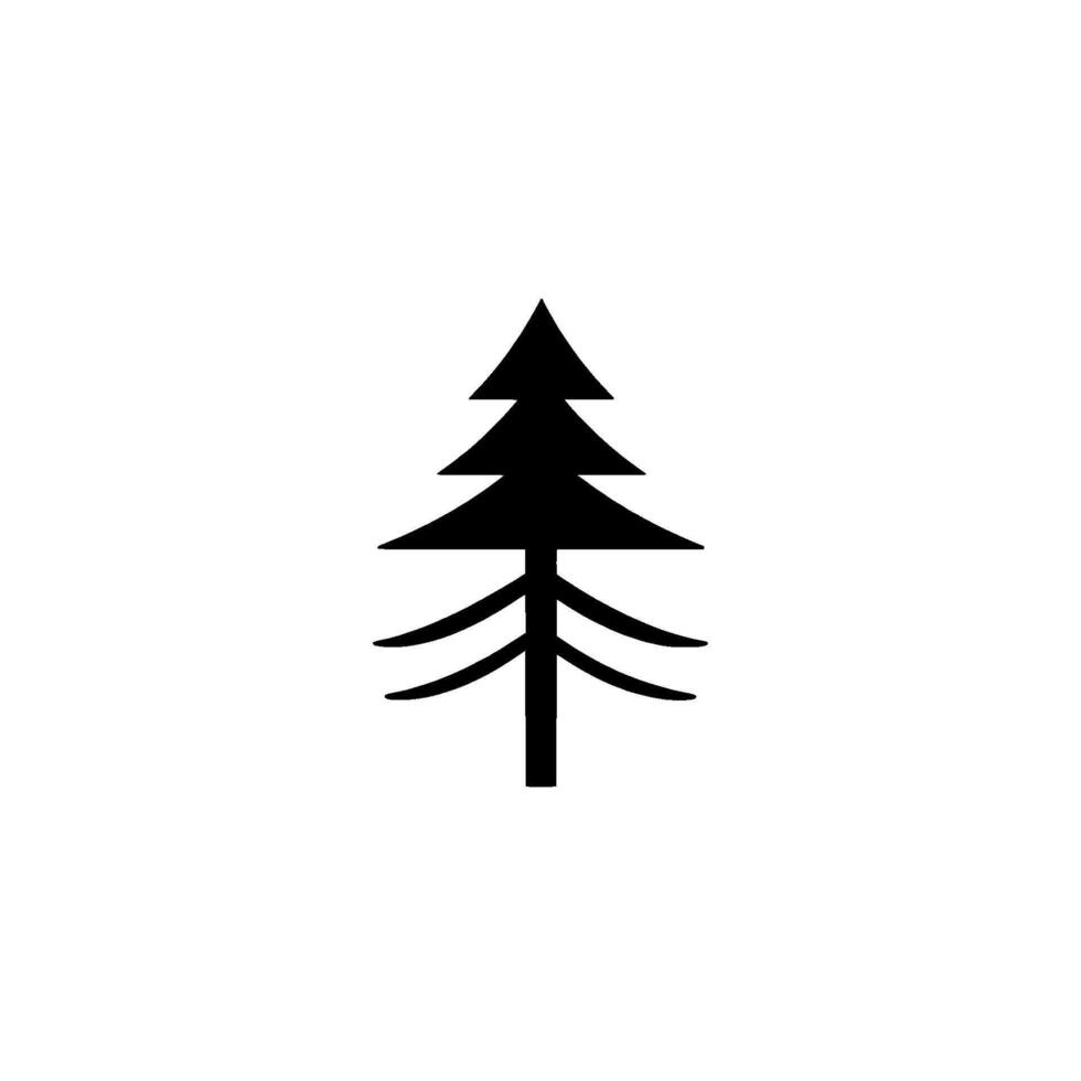 Minimalist Black Silhouette of a Fir Tree Against a Clean White Background, Emblematic of Nature. vector