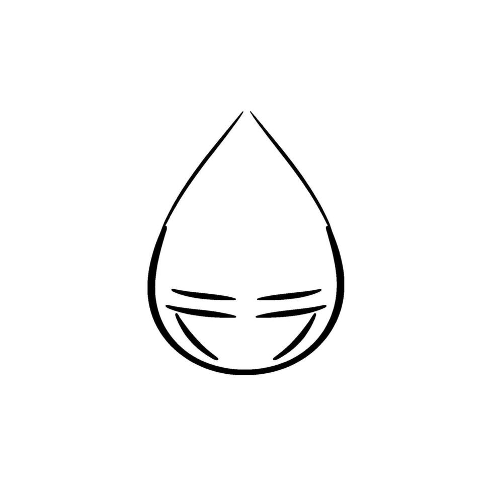 Simple Black and White Cartoon Illustration of a TeardropShaped Face with Horizontal Eyes and Smile on a Clean Background. vector