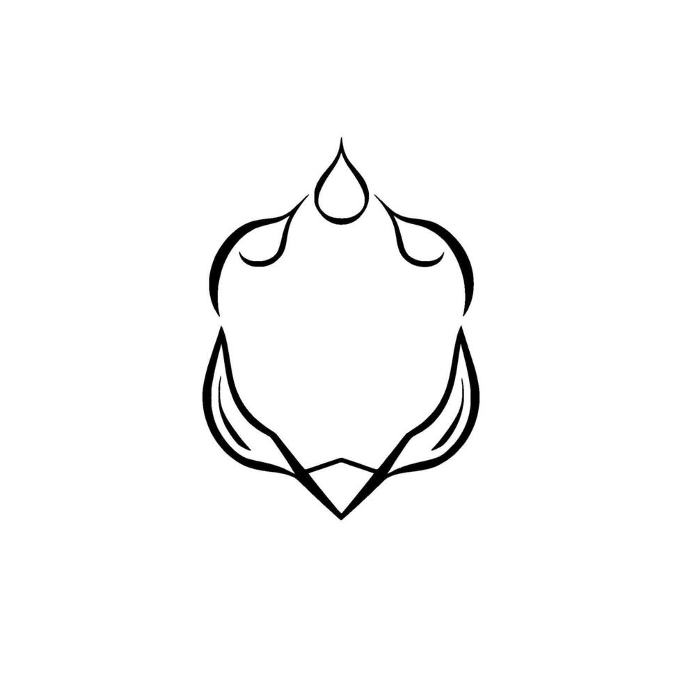 Abstract Black Ink on White A symmetrical floralleaflike shape with teardrop and curved line details, minimalist and elegant. vector