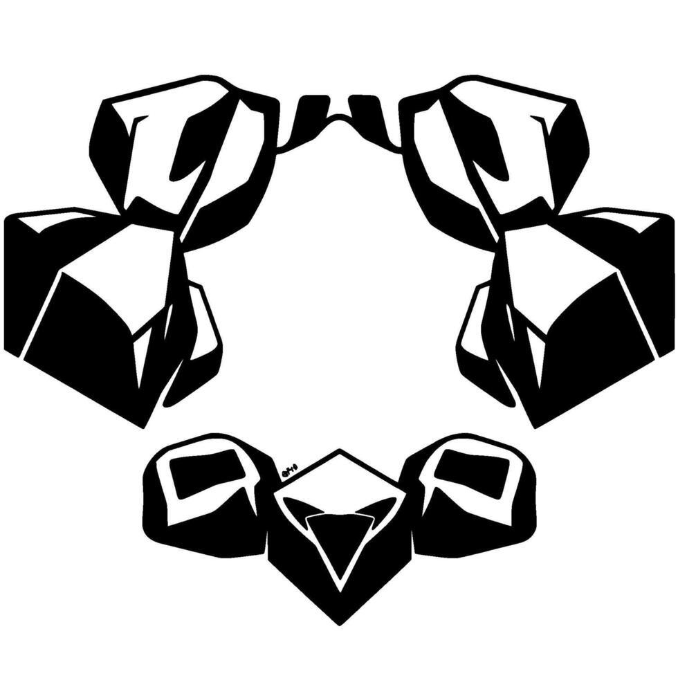 Geometric Abstract Composition in Black and White Symmetrical Polygonal Forms Arranged in a Circular Pattern. vector