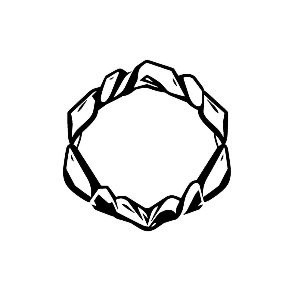 A stylized, monochrome illustration of a shark jaw, rendered in bold lines with dramatic shading and a focus on the sharp teeth. vector