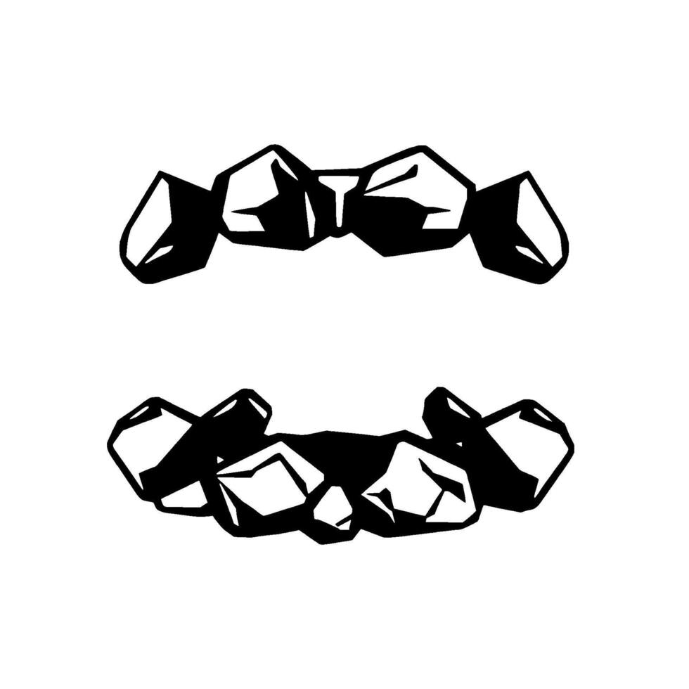 Abstract Illustration of Upper and Lower Teeth Rendered in Black and White, Stonelike Shape. vector