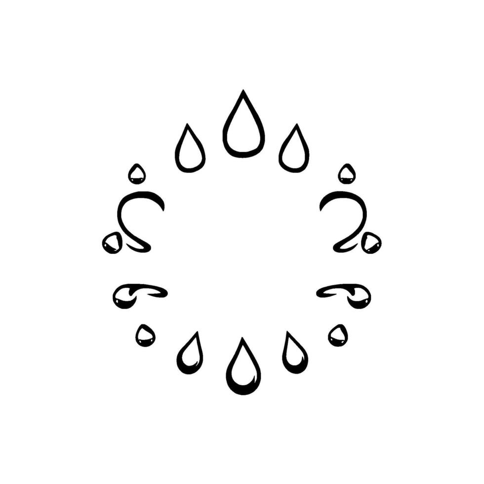 Artistic Abstract Waterdrop Circle Black and White, minimalist, symbolic, with an open central space, evokes feelings of serenity and simplicity. vector