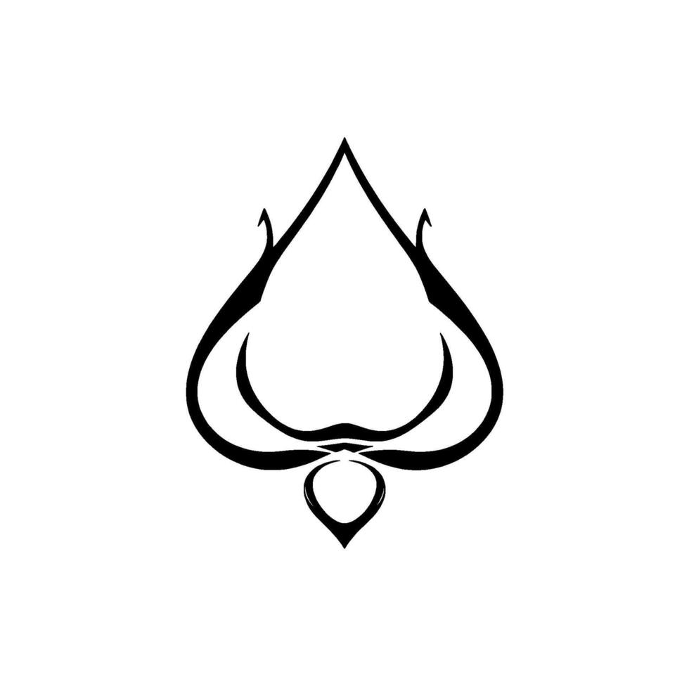 Abstract black and white teardropshaped symbol with symmetrical curves, resembling a stylized leaf, on a clean white background. vector