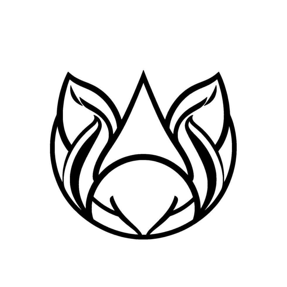 Abstract Black and White Floral A Symmetrical Composition Featuring PetalLike Shapes and Geometric Elements. vector