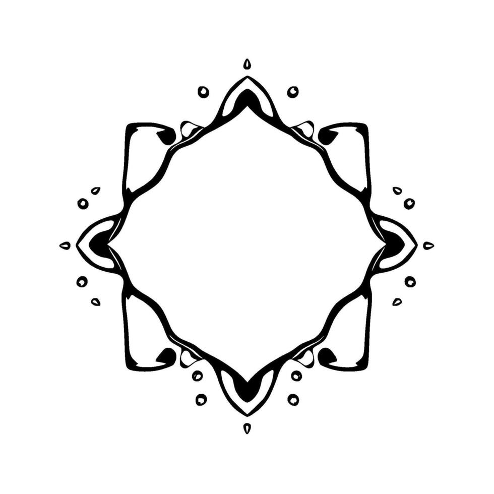 Abstract Water Splash Frame Symmetrical grayscale splash art with delicate droplets forming a decorative border, evoking fluidity. vector