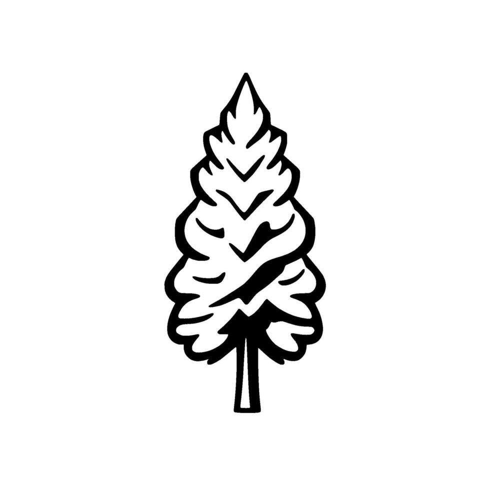 Stylized Monochrome Tree Illustration A Simplified and Bold Representation of a Coniferous Evergreen. vector