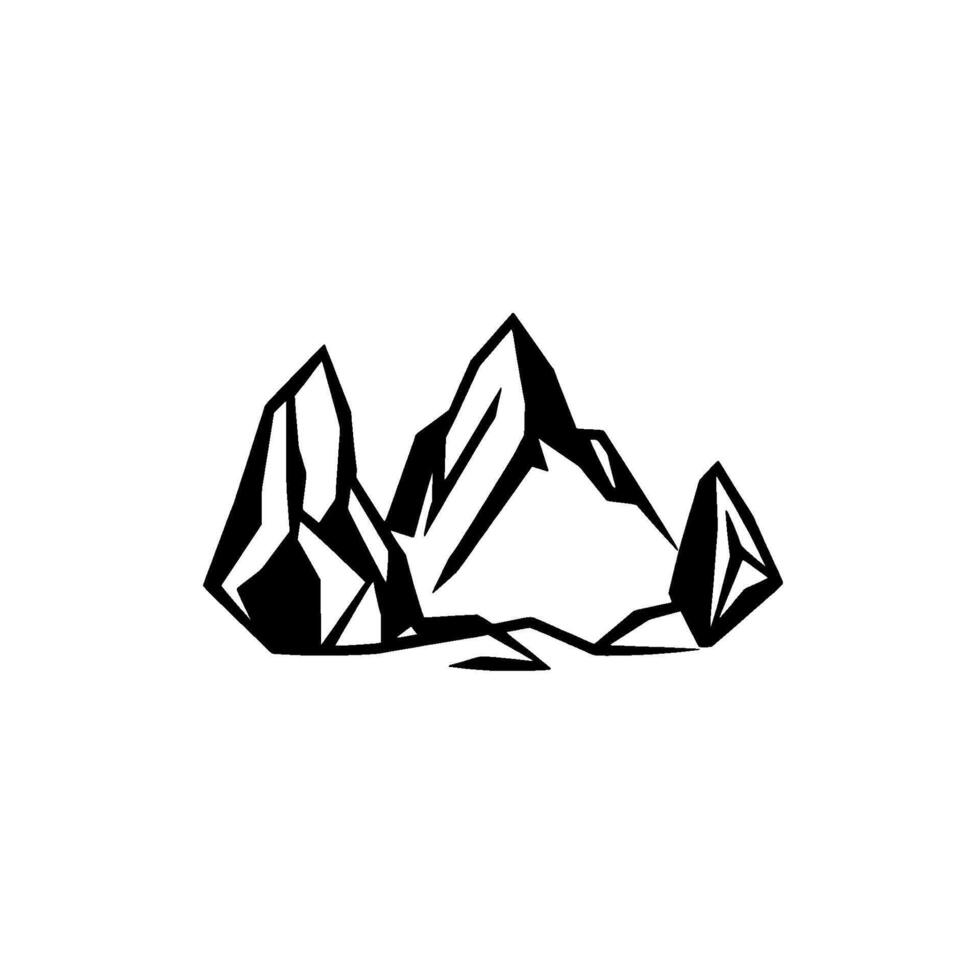 Minimalist Black White Mountain Range Illustration Geometric Peaks on a White Background vector