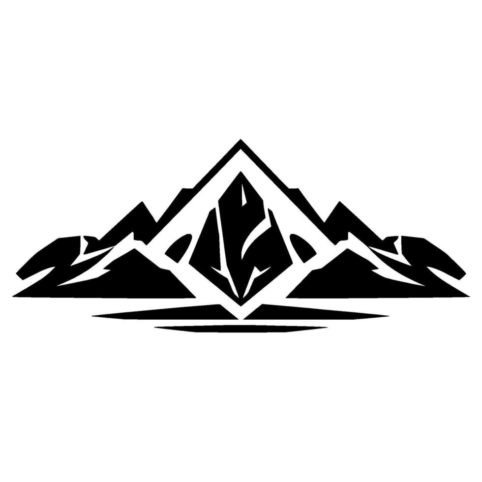 A stylized symmetrical mountain range , featuring a central geometric peak with abstract, jagged elements. vector