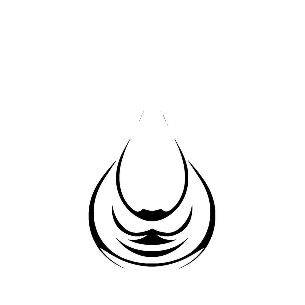 Abstract Black Ink Water Drop on White Backdrop, Featuring Layered Arcs and Minimalist Aesthetic. vector