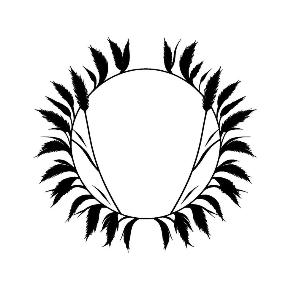 Elegant Black and White Floral Wreath with a Central Oval Space for Text or Elements vector