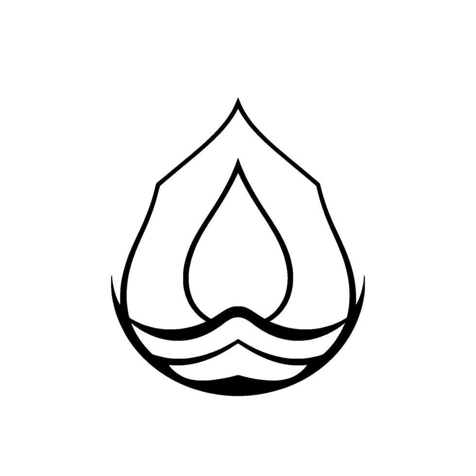 Black and white stylized teardroplike symmetrical featuring intersecting curved lines and geometric shapes on a clean white background. vector