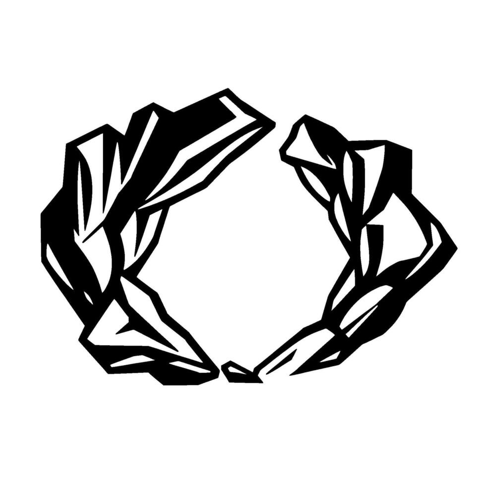 Stylized Black White Abstract of Two Muscular Arms Reaching Inward, Forming a Circle, Geometric, Line Art vector