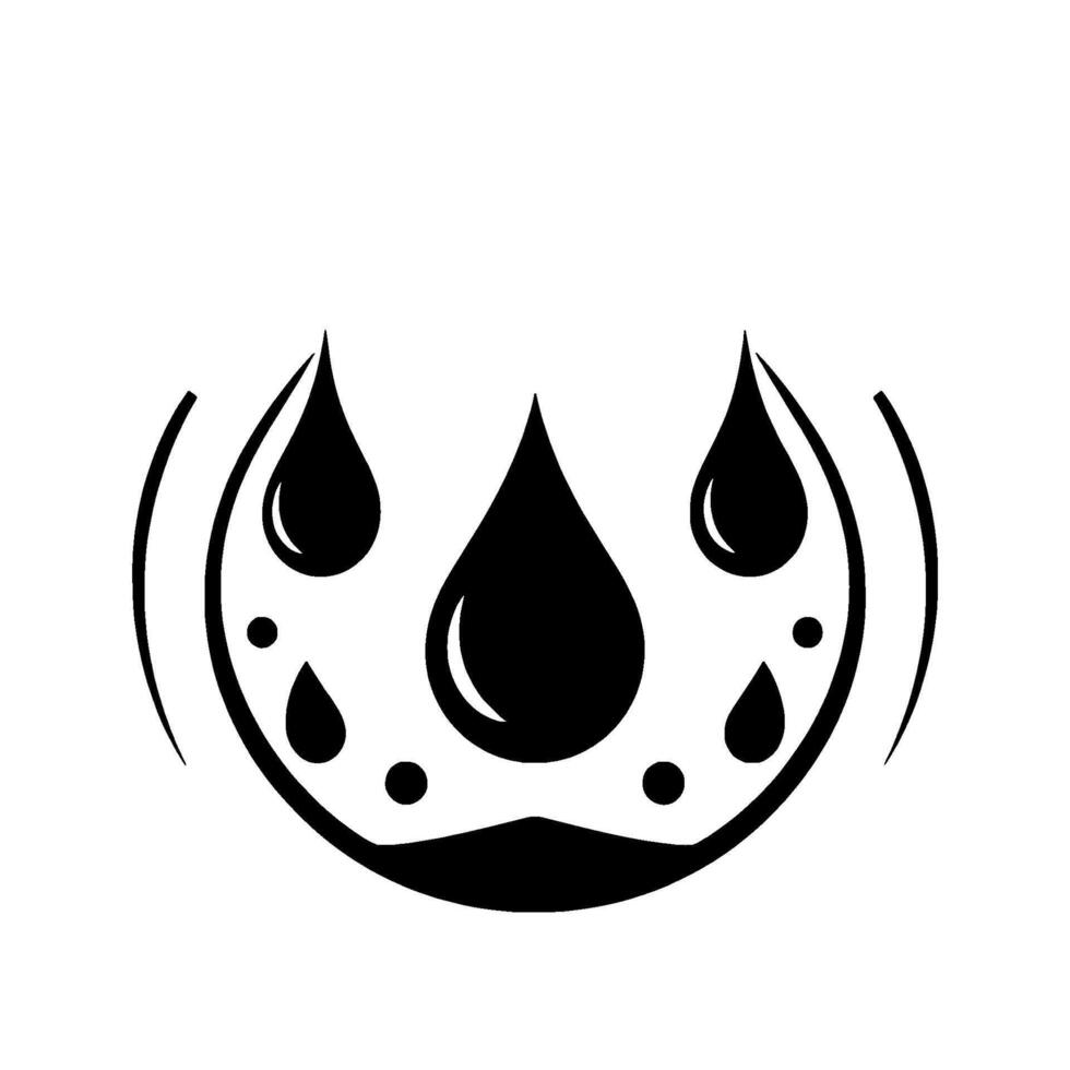 Stylized Black and White A Curved Shape with Tears, Representing Sadness, Sensitivity, or Purification. vector