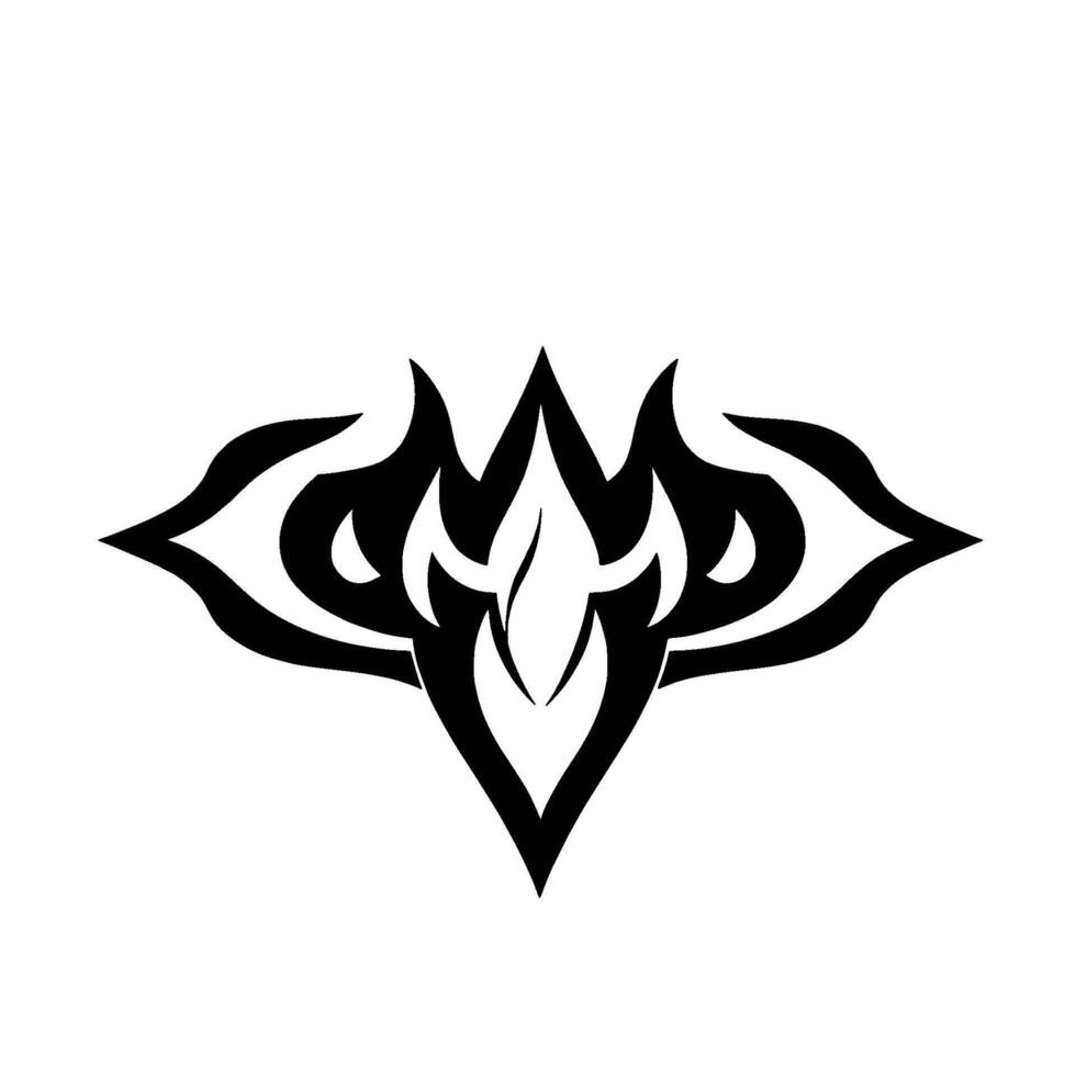 Symmetric black and white abstract , a symmetrical eyelike motif with sharp edges, centered on a white background, evoking mystery. vector