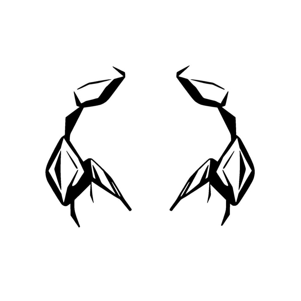 Geometric Black and White Abstract Illustration Symmetrical Shape Resembling a Human Face or Abstract Figure with Sharp Angles and Contours. vector